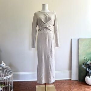 Faherty Women Small Organic Cotton Maxi Dress Wrap Waist Minimalist Sustainable
